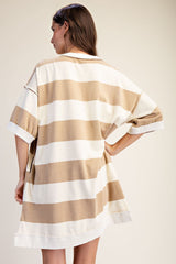 Mocha Rugby Striped T-Shirt Dress