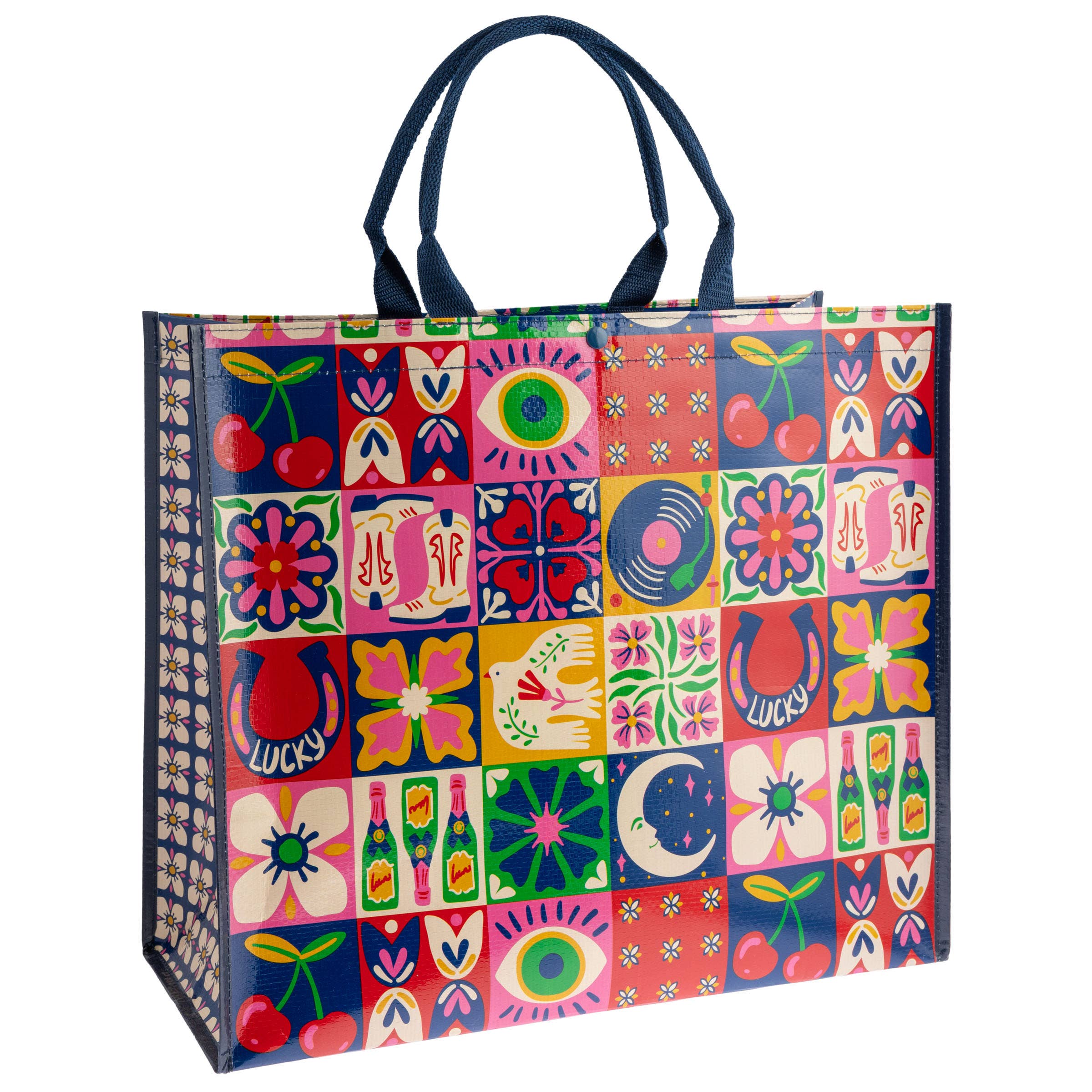 Large Colorful Tile Tote Bag