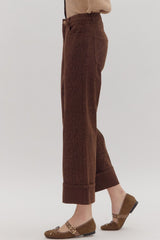 Brown Leopard Cuffed Hem Pants