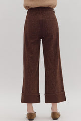 Brown Leopard Cuffed Hem Pants