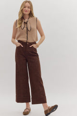 Brown Leopard Cuffed Hem Pants