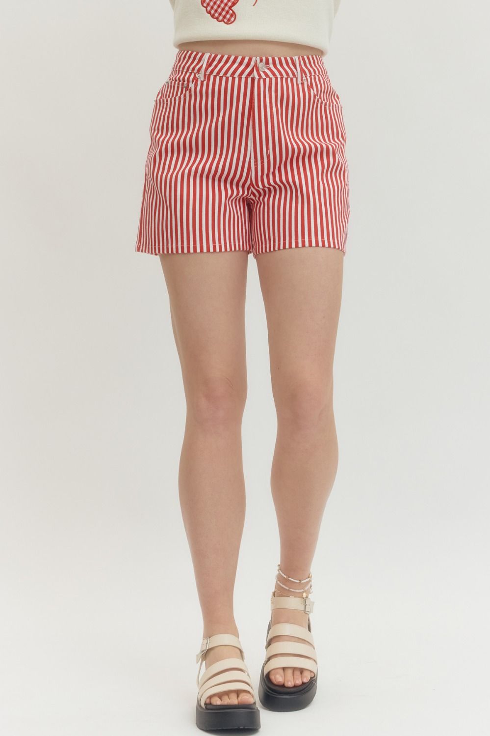 Red & White Striped Shorts