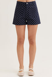 Navy Polka Dot Shorts