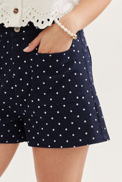 Navy Polka Dot Shorts