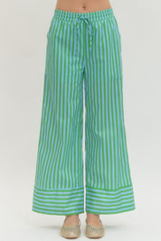 Light Blue/Green Striped Pant Set