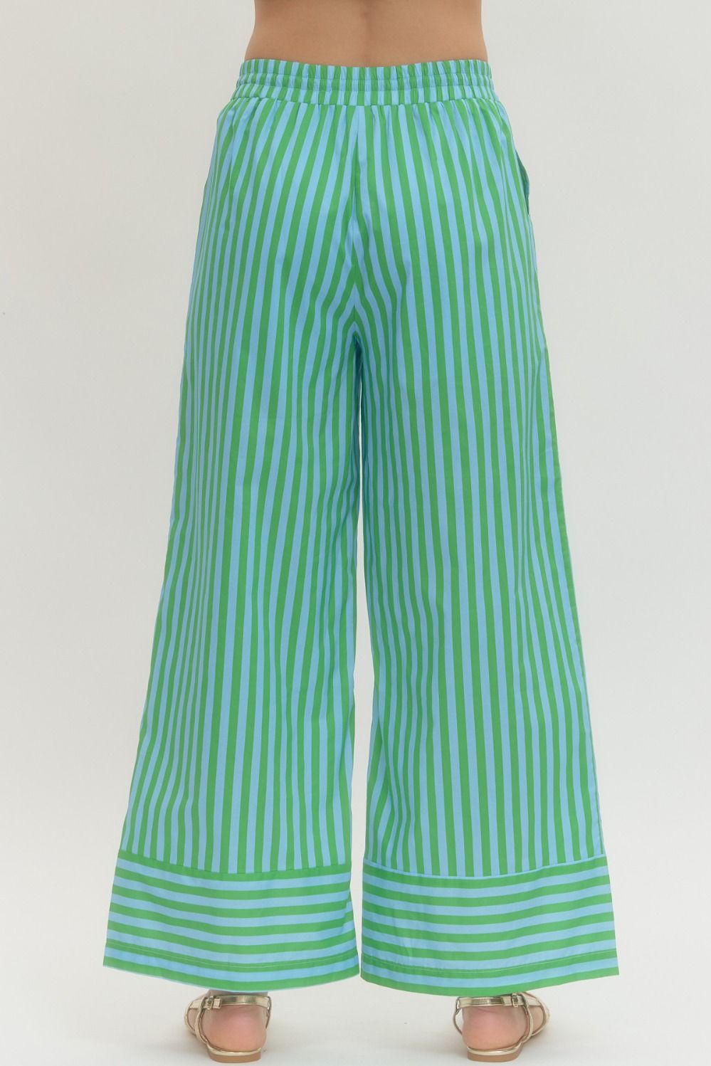 Light Blue/Green Striped Pant Set