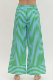 Light Blue/Green Striped Pant Set