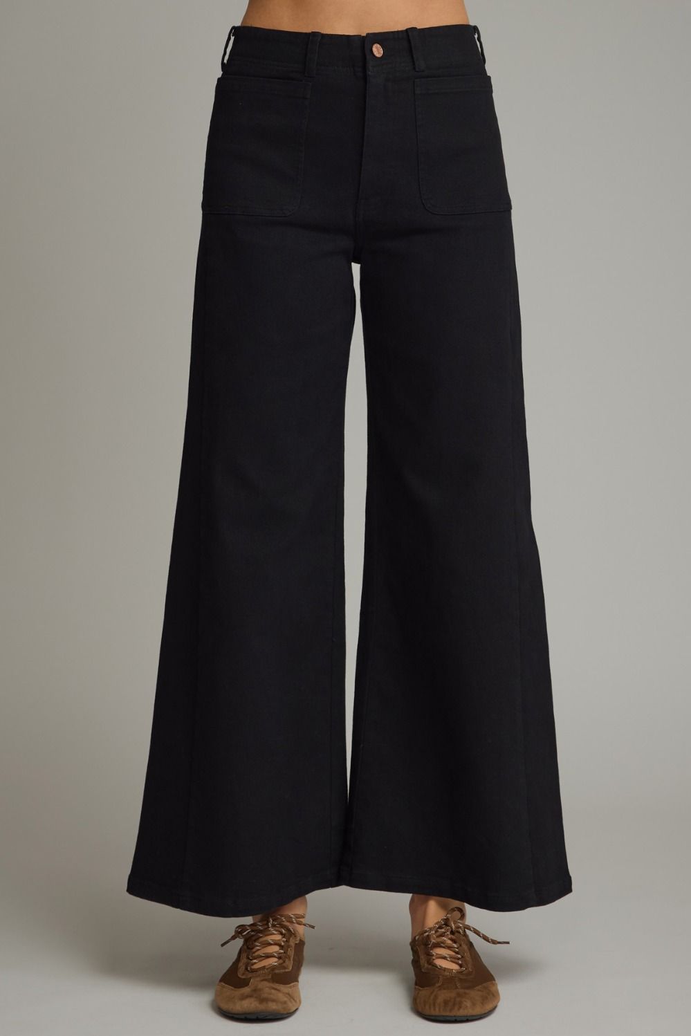 Black Knit Wide Leg Pants