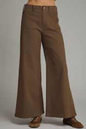 Brown Knit Wide Leg Pants