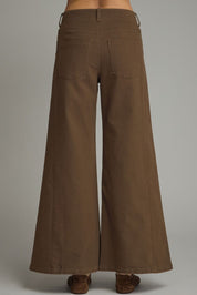 Brown Knit Wide Leg Pants