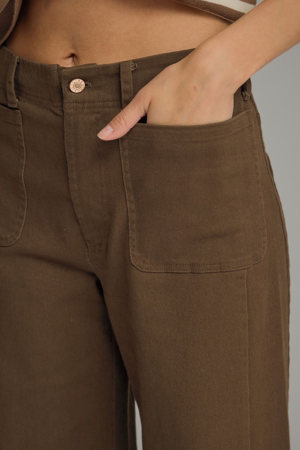 Brown Knit Wide Leg Pants
