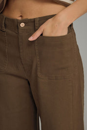 Brown Knit Wide Leg Pants