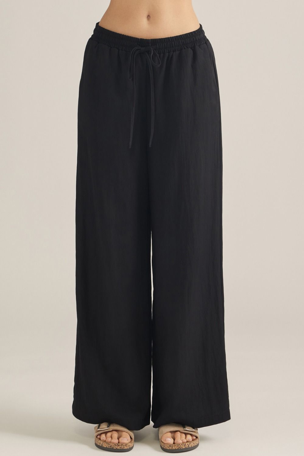 Black Elastic Waist Dressy Pant