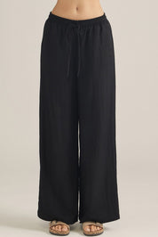 Black Elastic Waist Dressy Pant