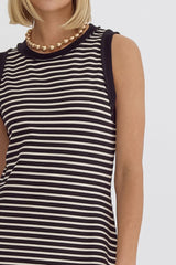 Black & White Striped Midi Dress