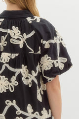 Black Floral Applique Dress