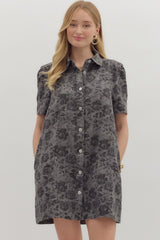 Charcoal Floral Denim Dress