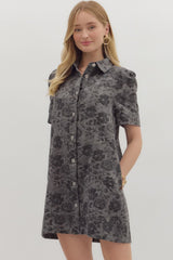 Charcoal Floral Denim Dress