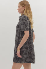 Charcoal Floral Denim Dress