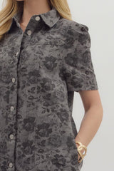 Charcoal Floral Denim Dress