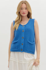 Blue Knit Sweater Vest