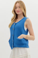 Blue Knit Sweater Vest