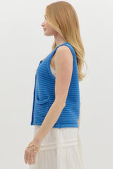 Blue Knit Sweater Vest