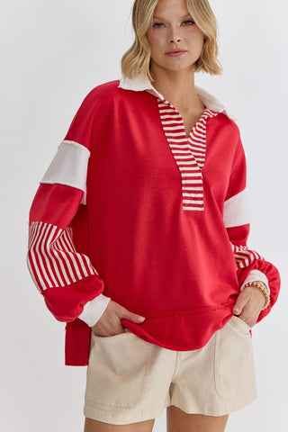 Red & White Striped Long Sleeve