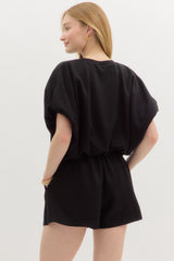 Black Bubble Top Jersey Set