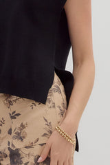 Solid Mock Neck Cap Sleeve Knit Sweater - 2 COLORS