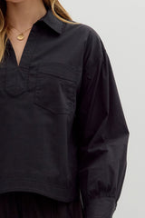 Collared Layering Top w/ Fabulous Details - 2 COLORS