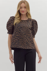 Leopard Puff Sleeve Top