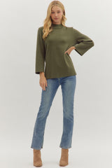 Solid Mock Neck 3/4 Sleeve SOFTEST Top - 2 COLORS