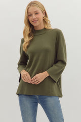 Solid Mock Neck 3/4 Sleeve SOFTEST Top - 2 COLORS