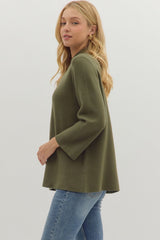 Solid Mock Neck 3/4 Sleeve SOFTEST Top - 2 COLORS