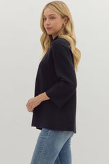 Solid Mock Neck 3/4 Sleeve SOFTEST Top - 2 COLORS