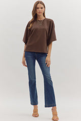 3/4 Sleeve Solid Scuba Top - 2 COLORS