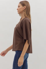 3/4 Sleeve Solid Scuba Top - 2 COLORS