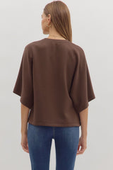 3/4 Sleeve Solid Scuba Top - 2 COLORS