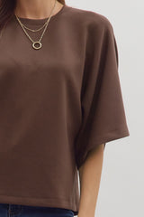 3/4 Sleeve Solid Scuba Top - 2 COLORS