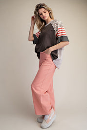Ash Stripe Mix Washed Cotton Tee