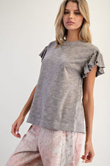 Cotton Flutter Sleeve Basic Tees - 3 COLORS