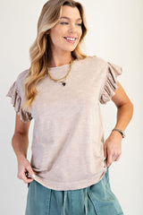 Cotton Flutter Sleeve Basic Tees - 3 COLORS