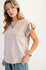 Cotton Flutter Sleeve Basic Tees - 3 COLORS