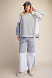 Heather Grey Crochet French Terry Mix Media Lounge Set