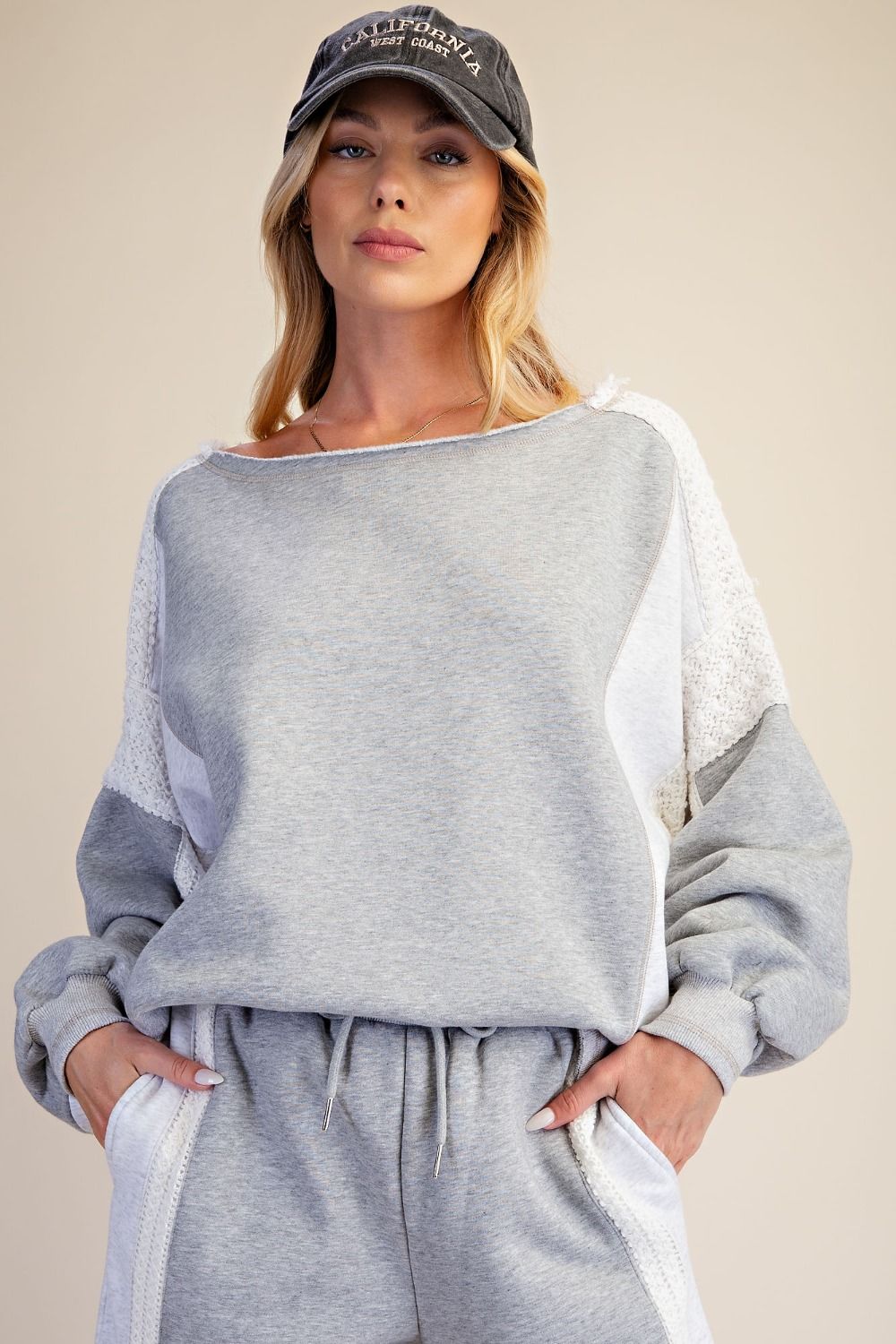 Heather Grey Crochet French Terry Mix Media Lounge Set