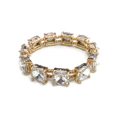 Cushion Cut Glass Crystal Linked Stretch Bracelet - 6 COLORS