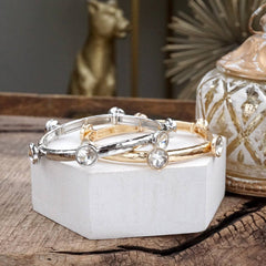 Sparkly Clear Crystal Bracelets - Gold & Silver